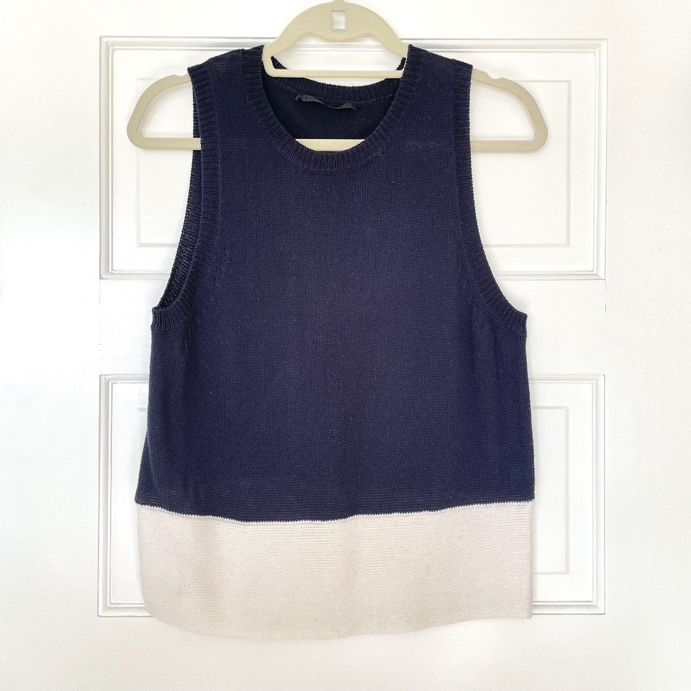 Jenni Kayne Sleeveless Sweater Navy/White